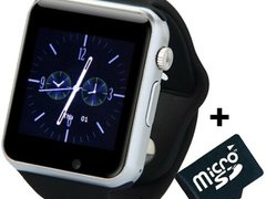 Ceas Smartwatch cu Telefon iUni A100i, BT, LCD 1.54 Inch, Camera, Negru + Card MicroSD 4GB Cadou